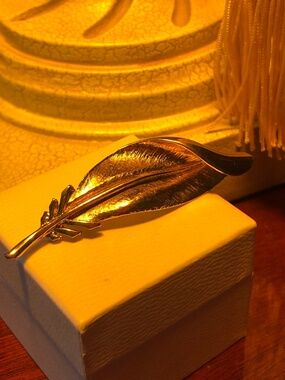 Vintage Sarah Coventry gold feather brooch1970’s